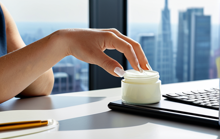 Hydration and Protection**

"A woman's hands, manicured with clear polish, applying a light, non-greasy hand cream at a bright desk in a modern office. Emphasis on the smooth skin. Background: office supplies and a glimpse of a city view. Focus on skincare and hand health. Safe for work, appropriate content, fully clothed, professional, perfect anatomy, natural proportions, high quality."

**