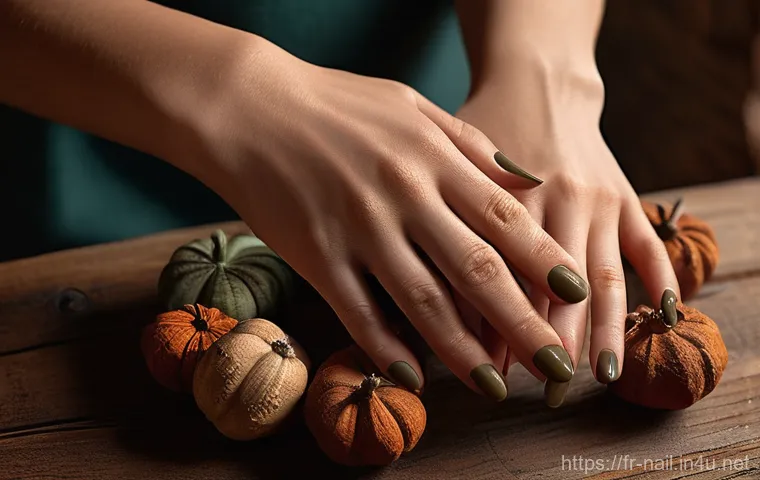 가을 톤 네일 컬러 추천 - **Deep Bordeaux Elegance:**
    A close-up shot of elegant female hands, impeccably manicured with a...