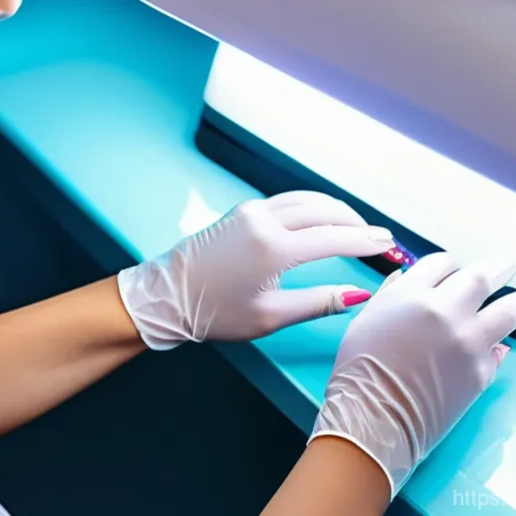 브랜드별 네일 램프 성능 비교 - **Professional Manicure with Hybrid UV/LED Lamp:**
    "A skilled female nail technician, dressed in...