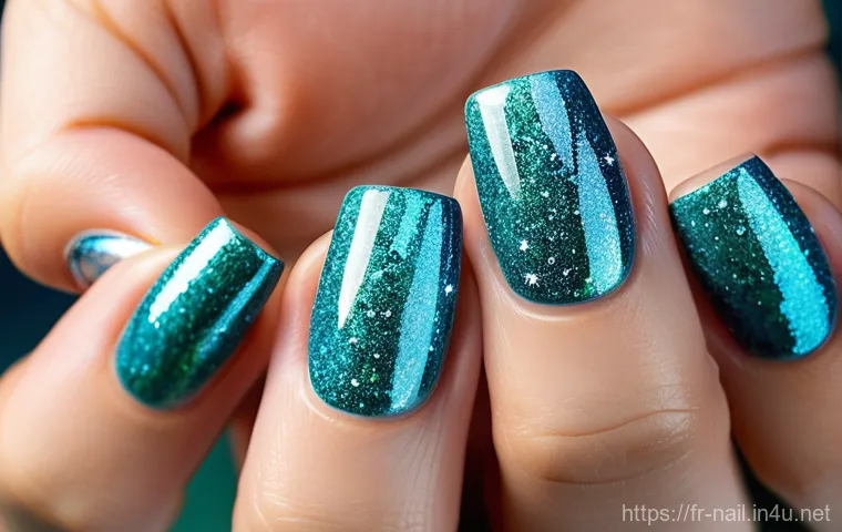 네일 아트용 글리터 종류 비교 - **Prompt for Subtle Micro-Glitter Manicure:**
    "A close-up shot of elegant, well-manicured hands ...