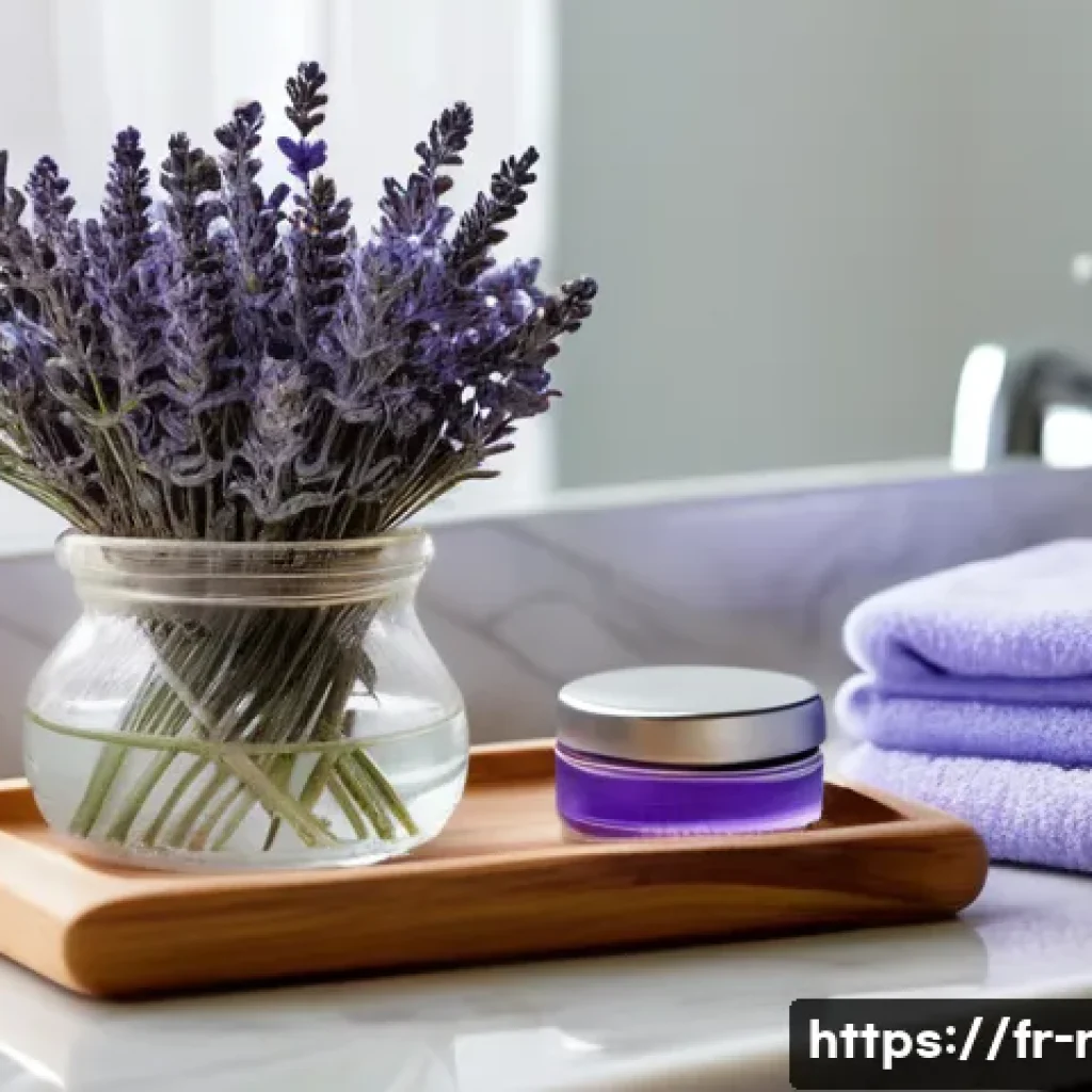 홈 네일 케어 루틴 추천 - A close-up scene of a cozy French bathroom vanity with high-quality nail care tools arranged neatly:...